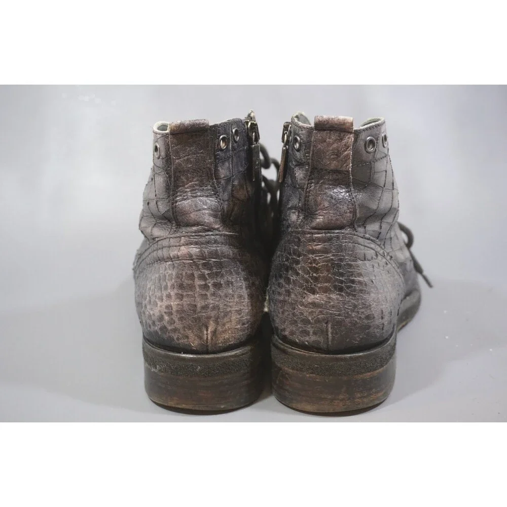 JO GHOST Croc-Embossed Leather Side Zip Ankle Boots Men’s EU Size 42